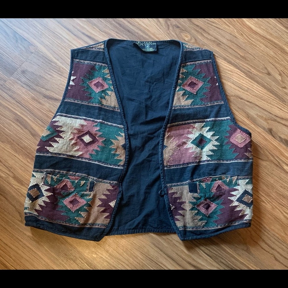 Vintage PopWuh Guatemala Artesania Vest size XL.